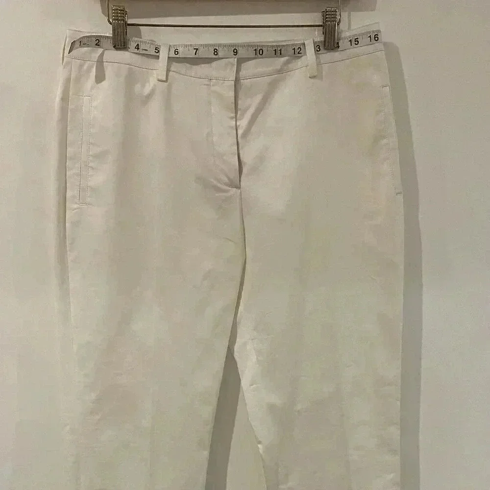 Prada White Cotton Pant (European Size 44), Us Size 10